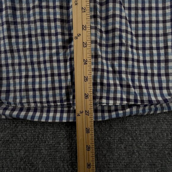 Viyella Short Sleeve Blue Purple Check Cotton Woven Medium Button Up Shirt Adult - Picture 4 of 14